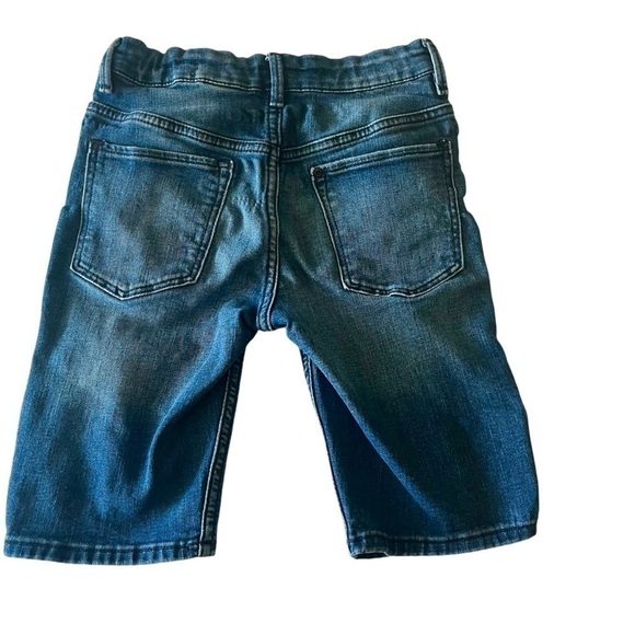 H & M super stretched distressed denim shorts blue pockets zipper snap Boys 7 - Picture 2 of 15